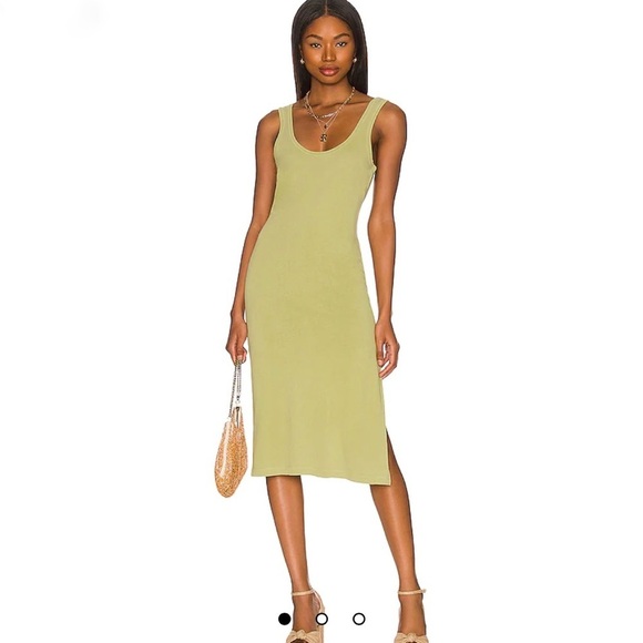 Tularosa Green The Willa Tank Dress Palm Green Shirt Midi Dress Slit NEW XS NWT - Picture 16 of 16